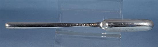 A George II silver marrow scoop, by James Wilks, Length: 228mm Weight: 1.5oz/48grms